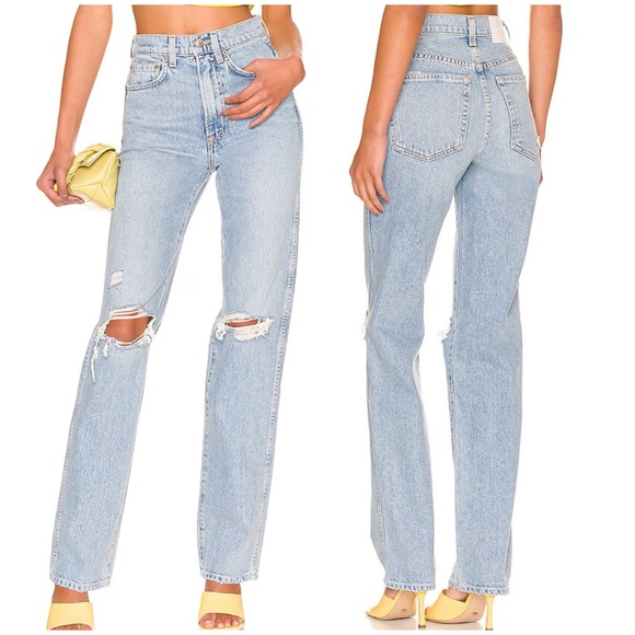 GRLFRND Sara Jeans Super High Rise Slim Straight Distressed Size 24 - Picture 1 of 6